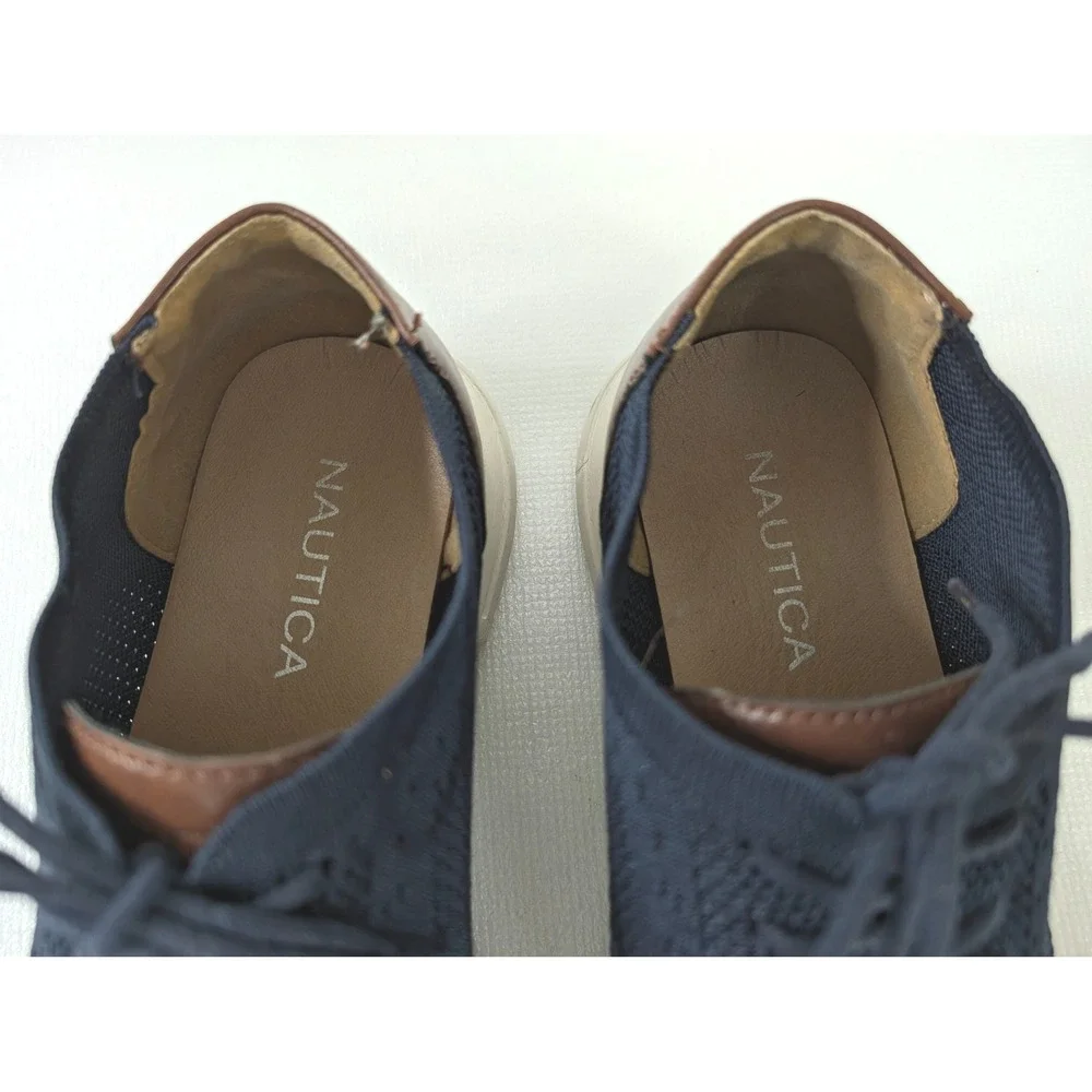 Nautica Wrenwood 3 Knit Oxford‎ Shoe Mens 10 Blue Lace Up Business Casual Preppy